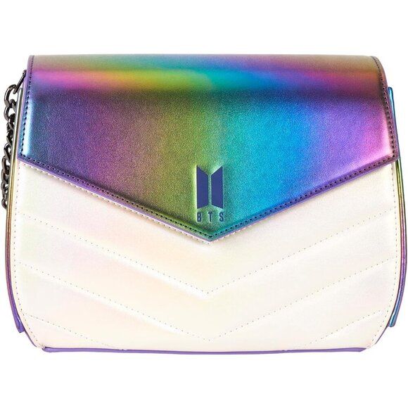 Official BTS Crossbody Bag with Quilted Finish & Iridescent Details - 9.5x7 in - Picture 5 of 7